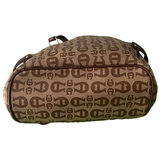 Ettienne Aigner Women's Brown Shoulder Bag 11x9x5 Signature Logo Coated Canvas - Picture 10 of 11